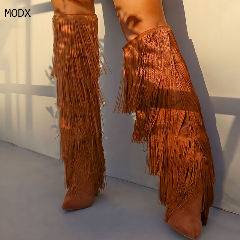 Street Fashion Model - Fashion Ladies Over Knee Tassel Boots