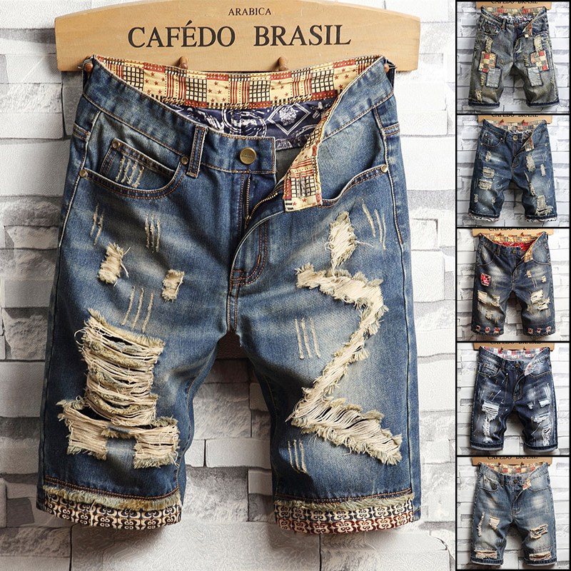 Street Fashion Jeans Men - Ripped Hip-hop Denim Shorts Men's Summer