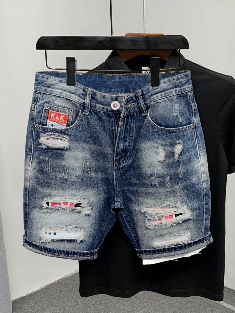 Street Fashion Jeans Men - 2026 Summer Ripped Straight Men Denim