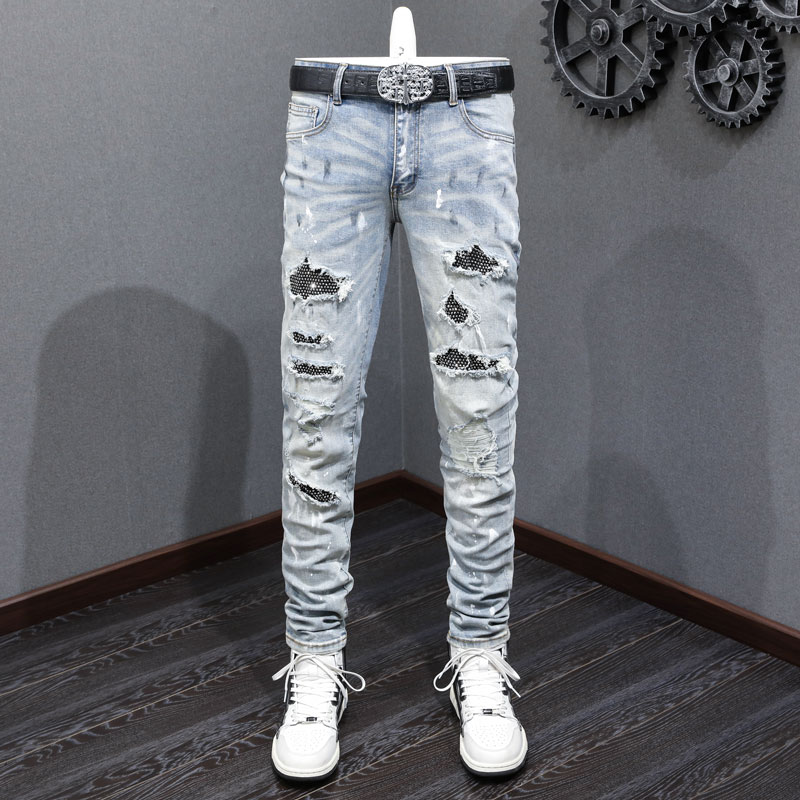 Street Fashion Jeans Men - fashion new light blue jeansy2k stretch
