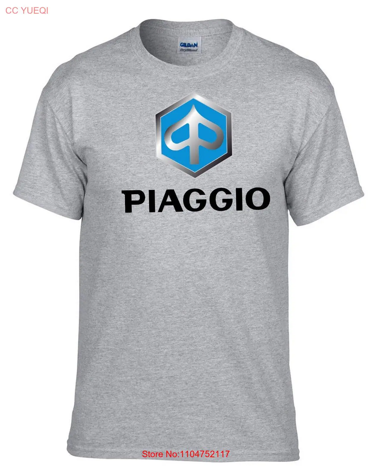 Street Fashion Vintage - Piaggio Scooter Grey T Shirt 528_Grey