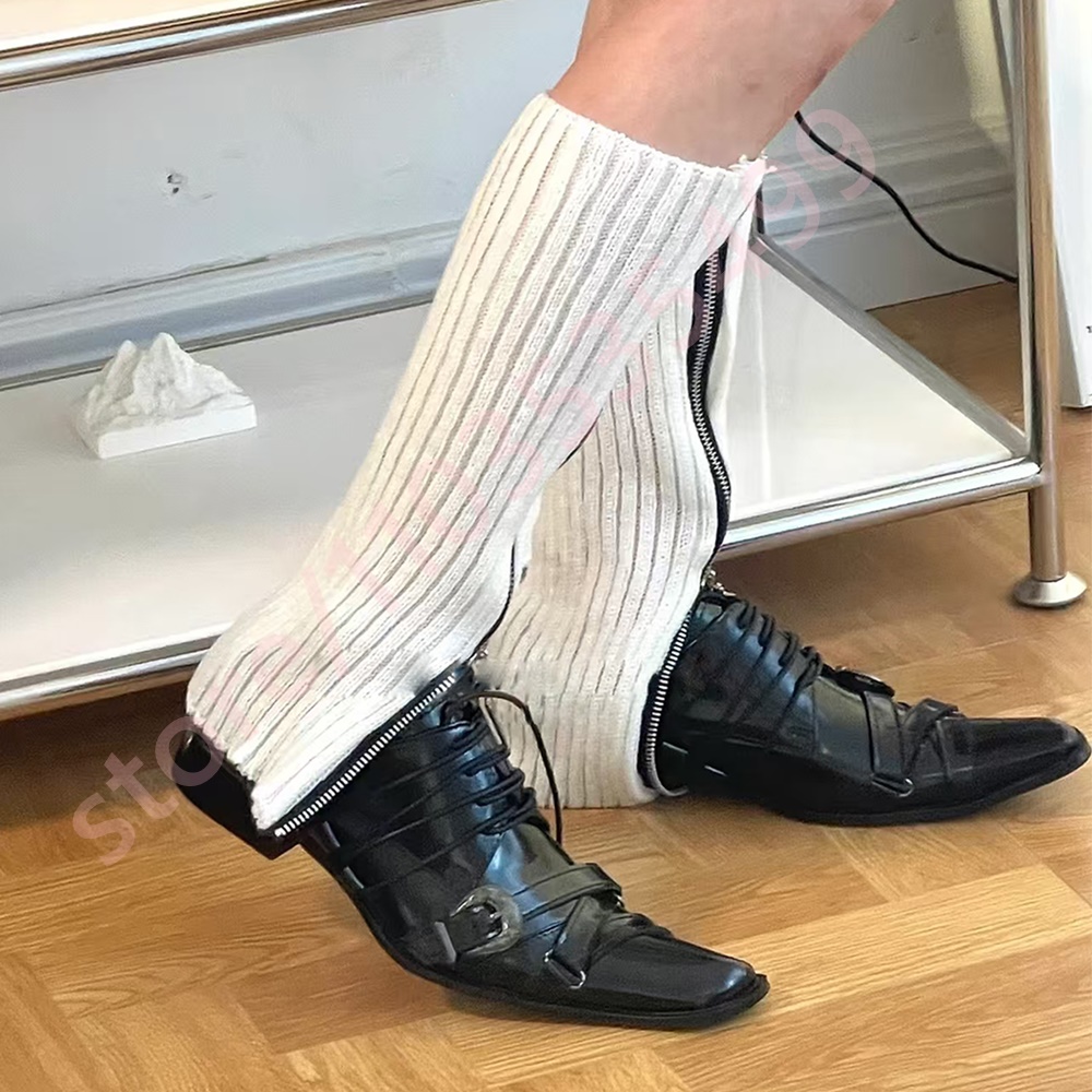 Black Pointed Toe Women's Thic - Street Fashion Y2K ulasan dan harga