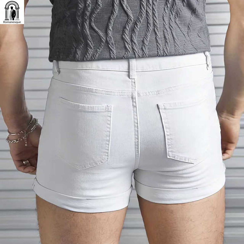 Men's Sexy Slim Fit White Deni - Street Fashion Jeans Men ulasan dan harga