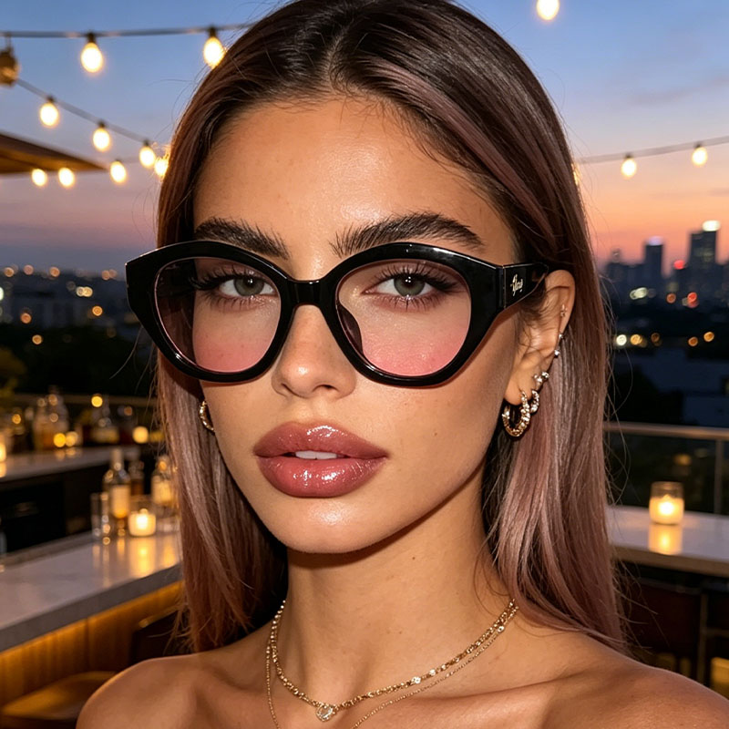 1Pc Niche Black Frame Pink Gra - Street Fashion Pose ulasan dan harga