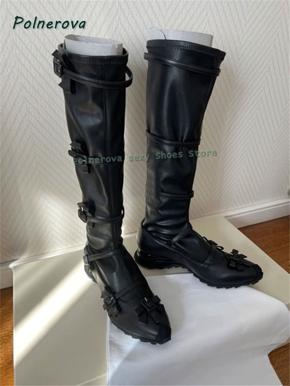 Black Bowknot Fashion Long Boo - Street Fashion Y2K ulasan dan harga