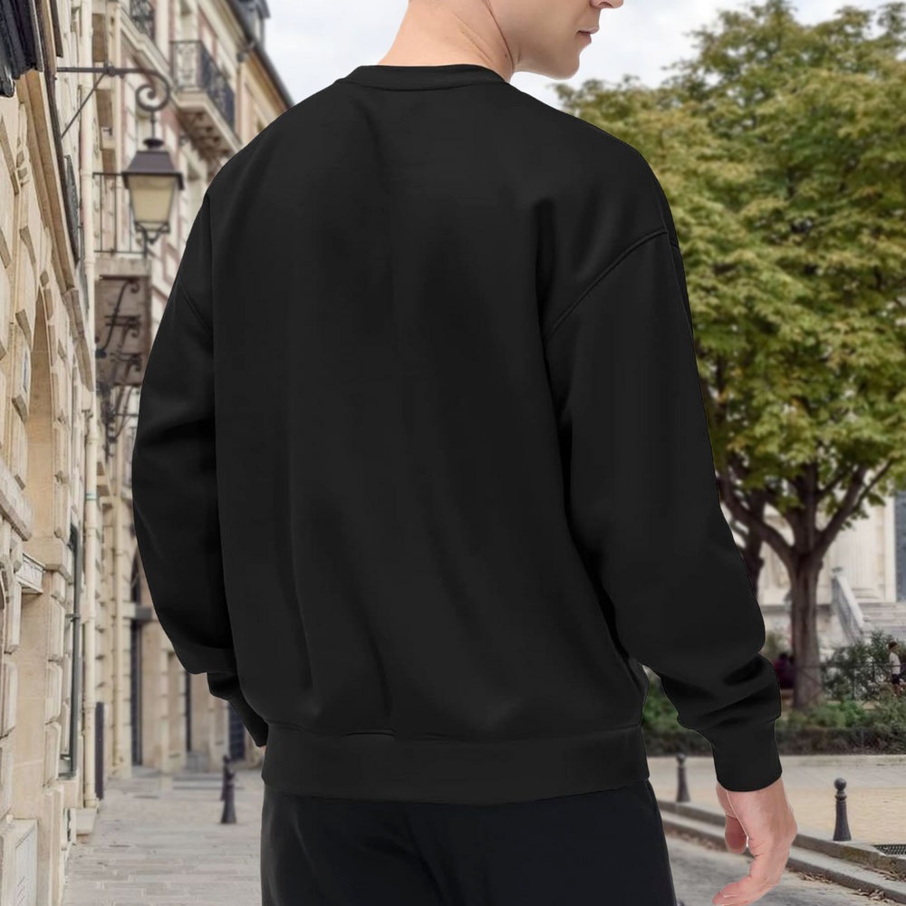 Men's Black Crew Neck Pullover - Street Fashion Osaka ulasan dan harga