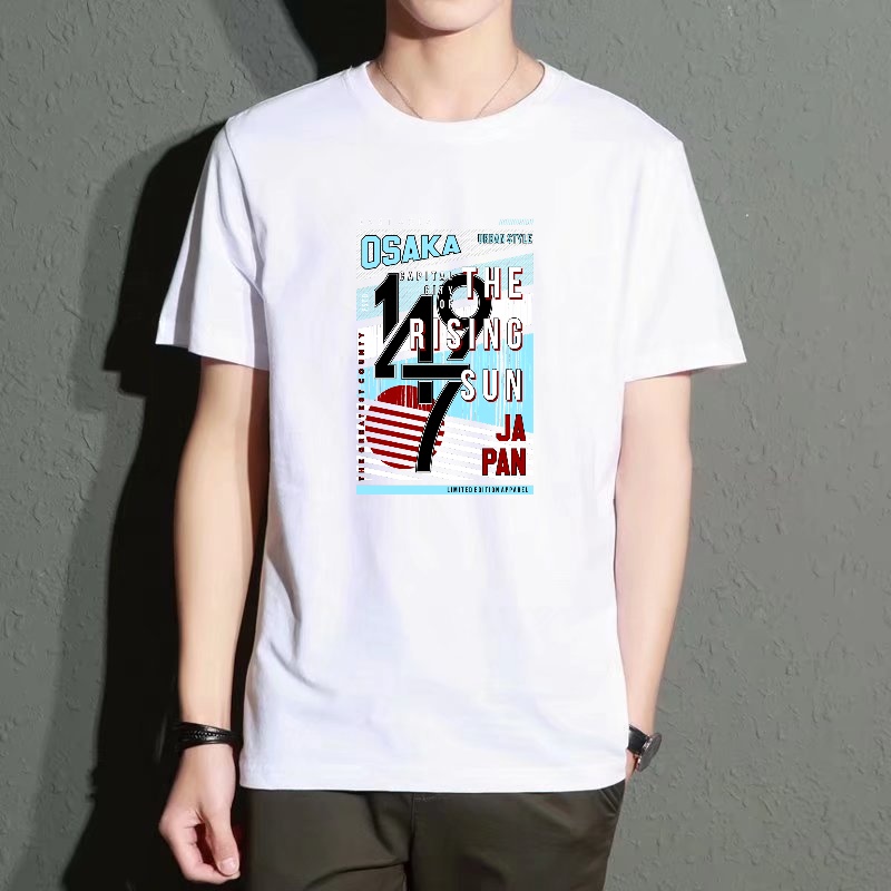Men's Black Round-Neck Short-S - Street Fashion Osaka ulasan dan harga