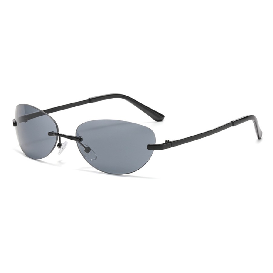 Vintage frameless oval sunglas - Street Fashion Vintage ulasan dan harga