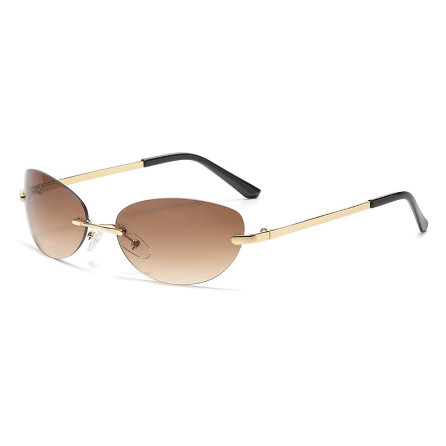 Vintage frameless oval sunglas - Street Fashion Vintage ulasan dan harga
