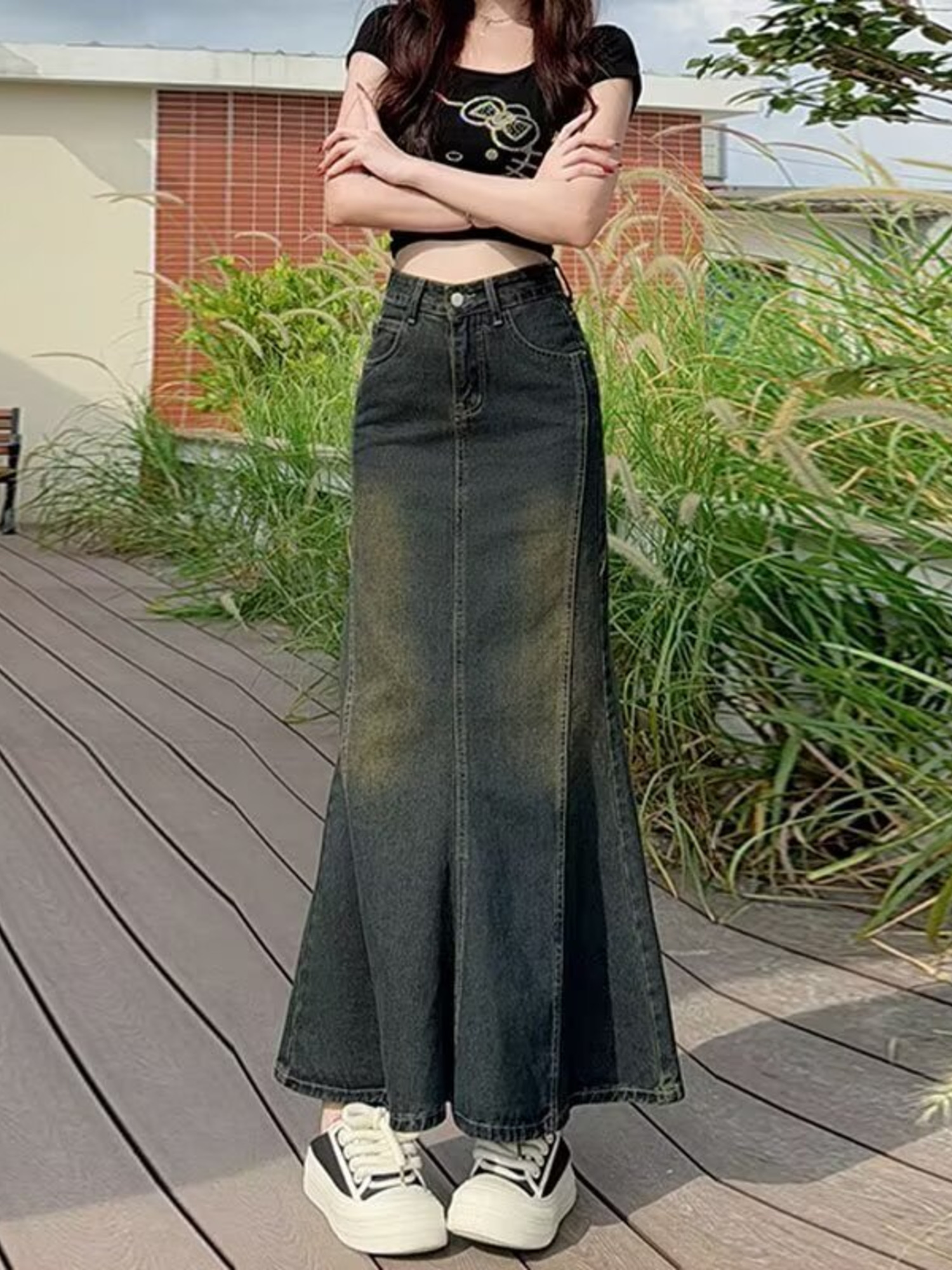 Women's Vintage Washed Denim M - Street Fashion Vintage ulasan dan harga