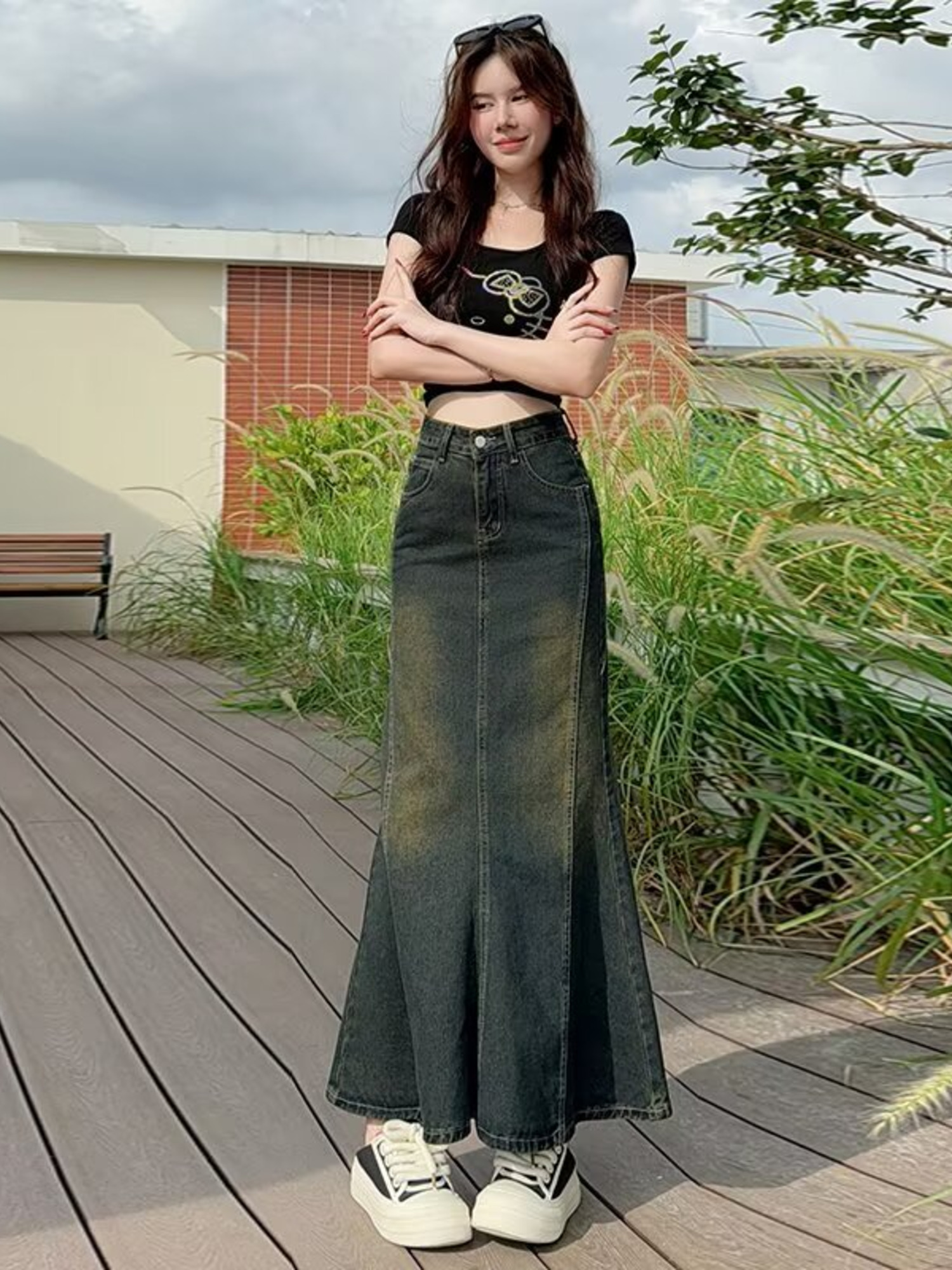 Women's Vintage Washed Denim M - Street Fashion Vintage ulasan dan harga