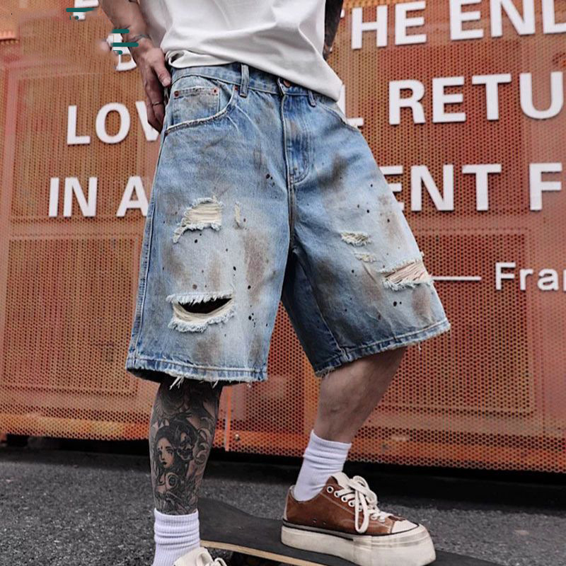 KIDWHXR Men's Denim Short Scon - Street Fashion Jeans Men ulasan dan harga