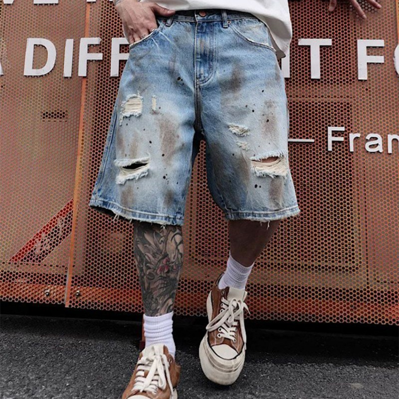 KIDWHXR Men's Denim Short Scon - Street Fashion Jeans Men ulasan dan harga