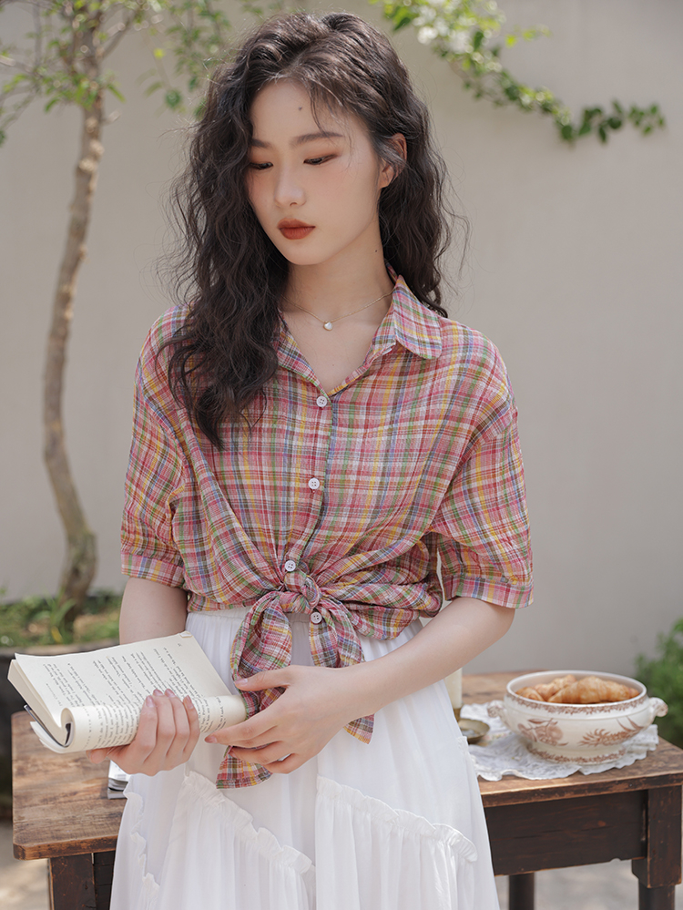 Summer New Women Turn-down Col - Street Fashion Vintage ulasan dan harga