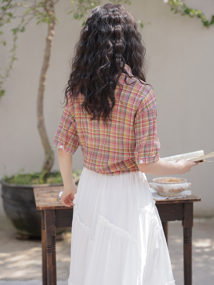 Summer New Women Turn-down Col - Street Fashion Vintage ulasan dan harga