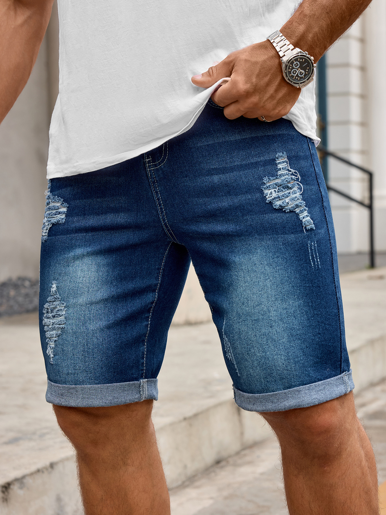 Men Denim Trousers Jeans Short - Street Fashion Jeans Men ulasan dan harga