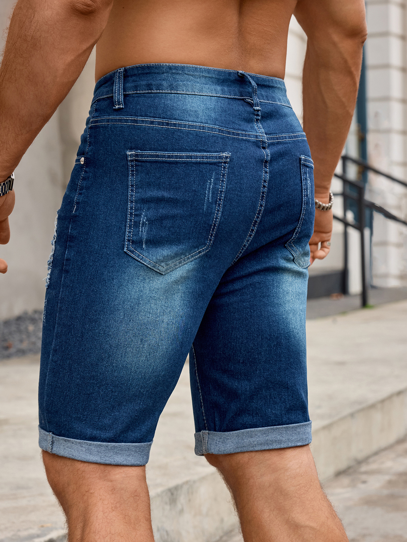Men Denim Trousers Jeans Short - Street Fashion Jeans Men ulasan dan harga
