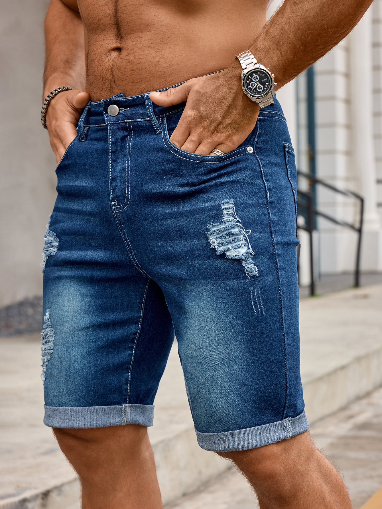 Men Denim Trousers Jeans Short - Street Fashion Jeans Men ulasan dan harga