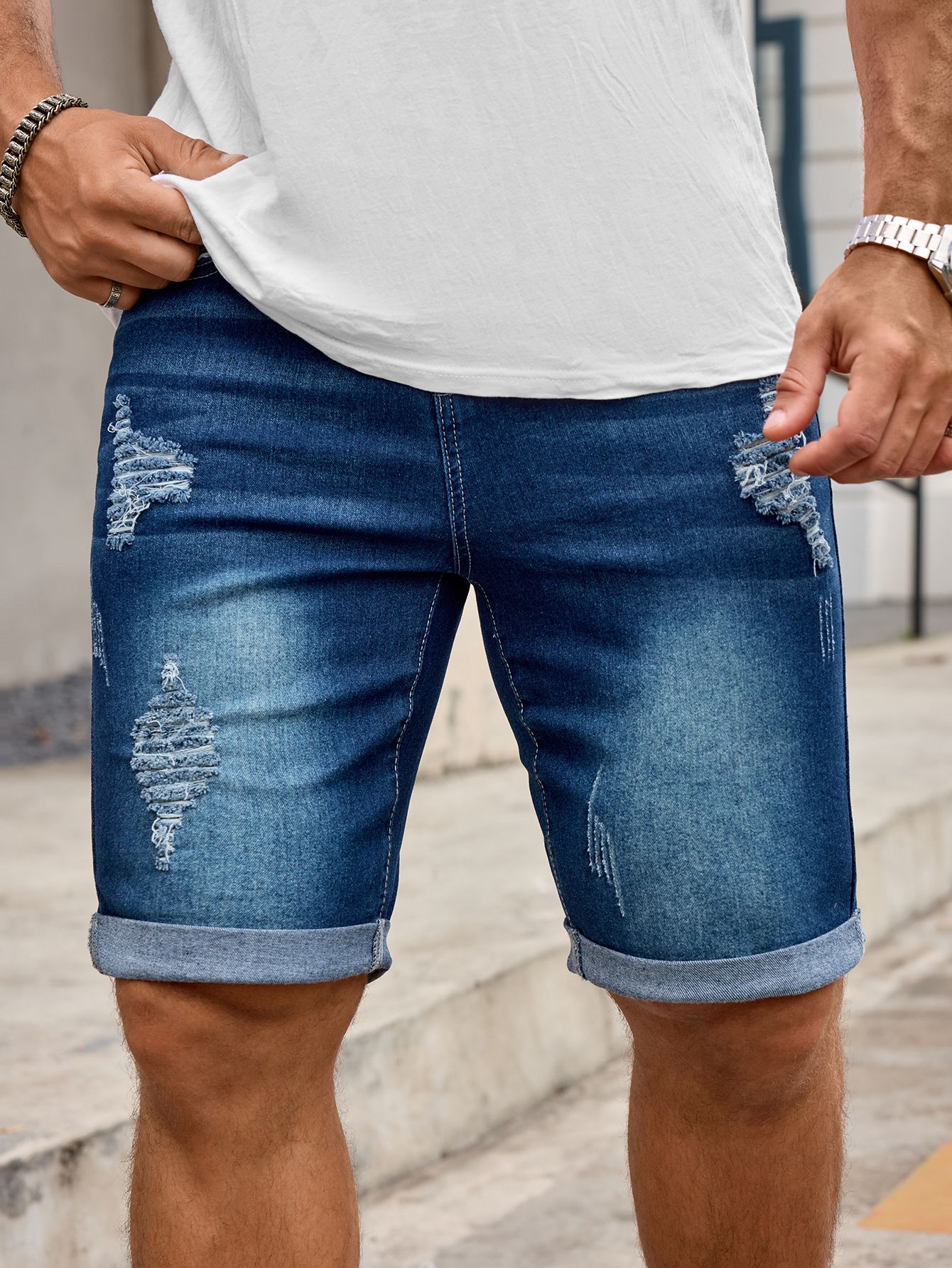 Men Denim Trousers Jeans Short - Street Fashion Jeans Men ulasan dan harga