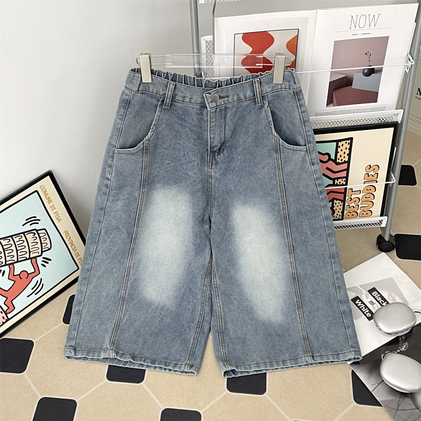 Summer Men's Washed Denim Shor - Street Fashion Jeans Men ulasan dan harga