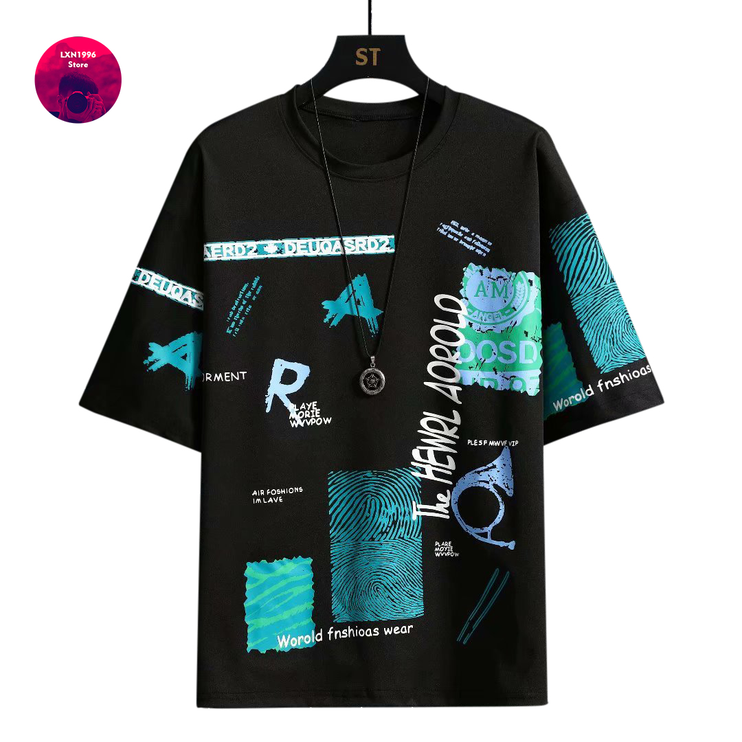 Men Harajuku Graphic Black Sum - Street Fashion Japan Brand ulasan dan harga