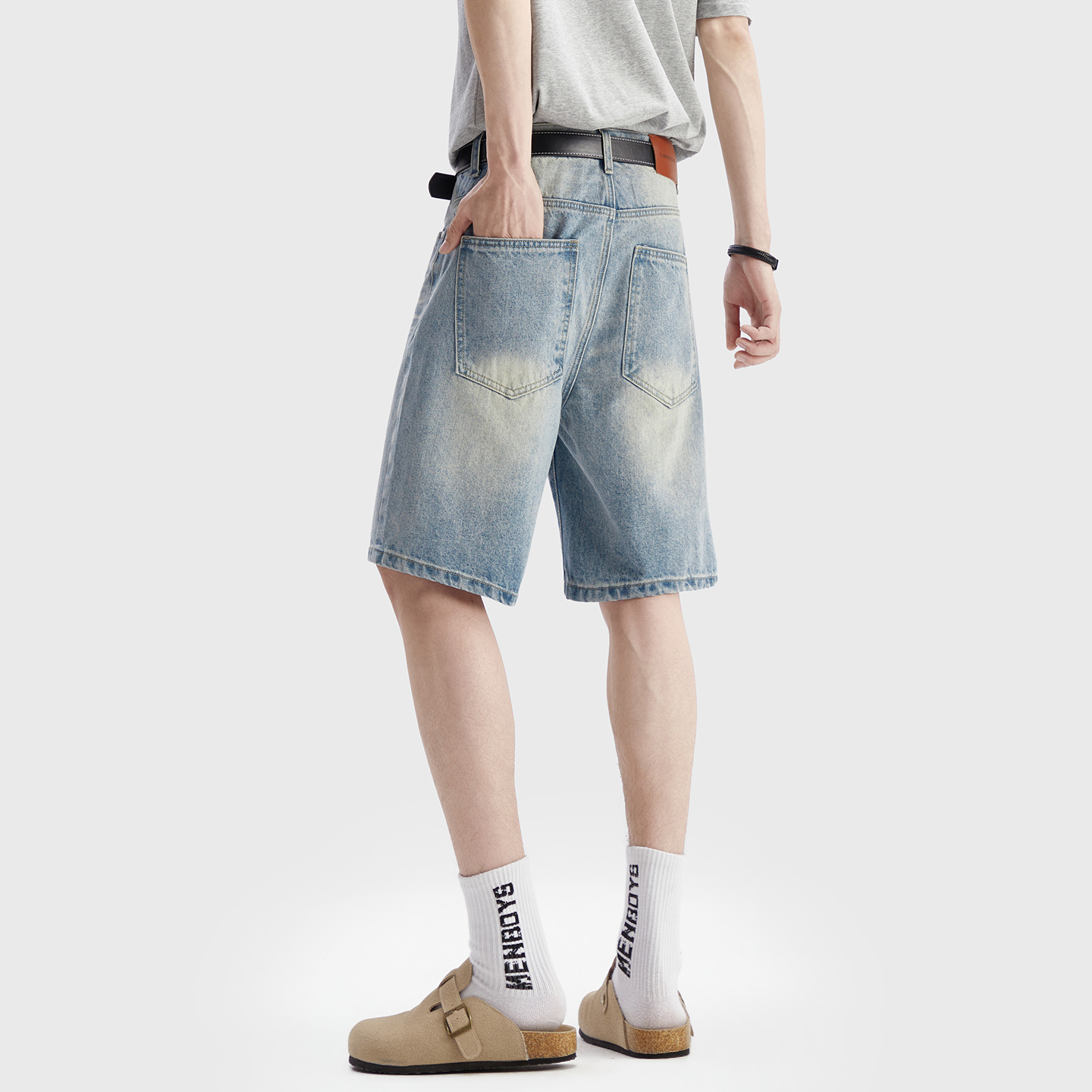 Vintage Washed Denim Shorts Me - Street Fashion Jeans Men ulasan dan harga