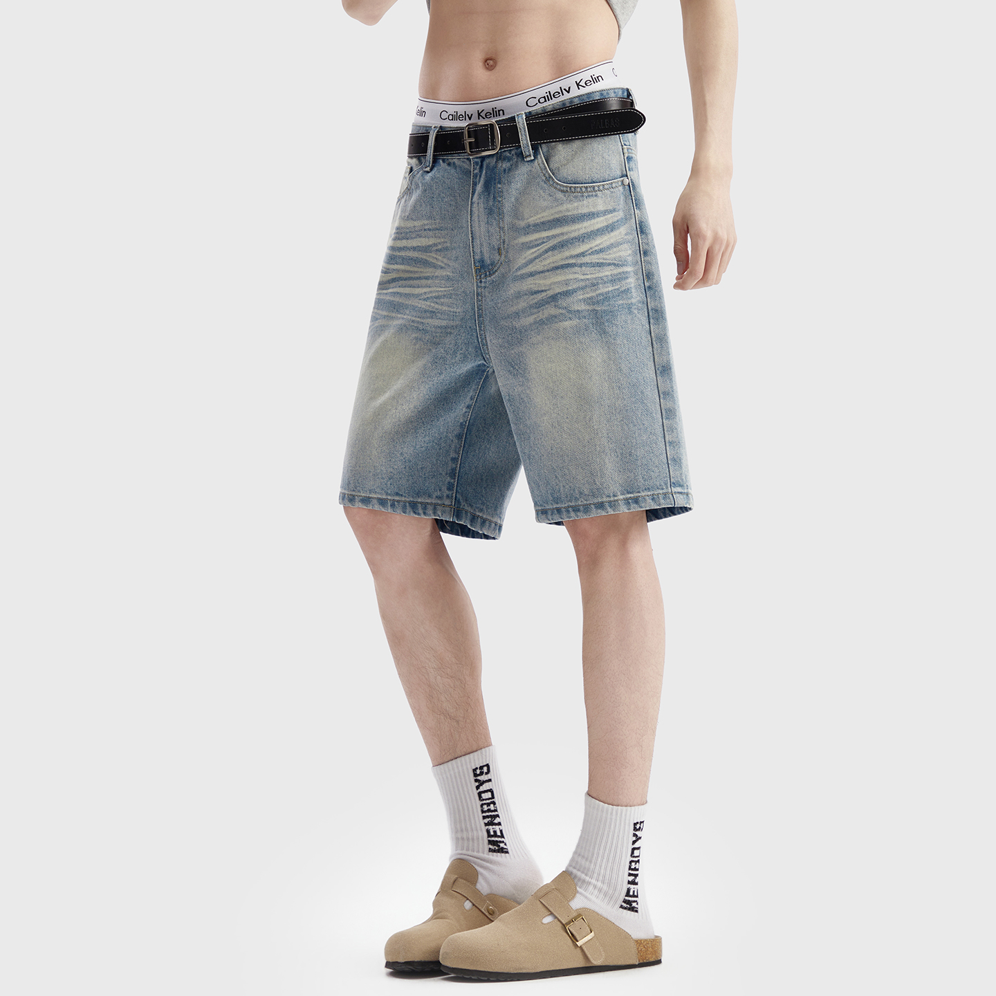Vintage Washed Denim Shorts Me - Street Fashion Jeans Men ulasan dan harga