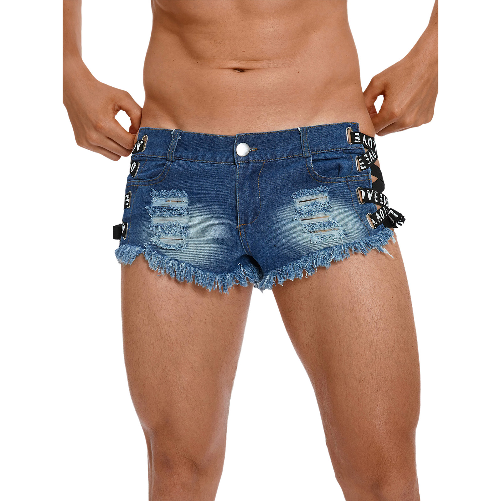 Mens Distressed Ripped Mini De - Street Fashion Jeans Men ulasan dan harga