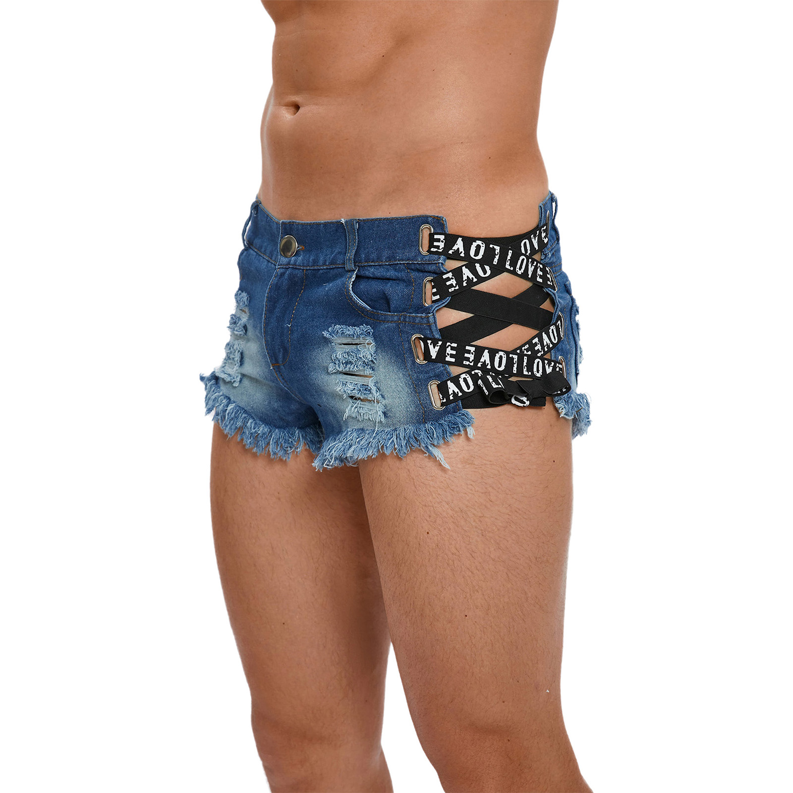 Mens Distressed Ripped Mini De - Street Fashion Jeans Men ulasan dan harga